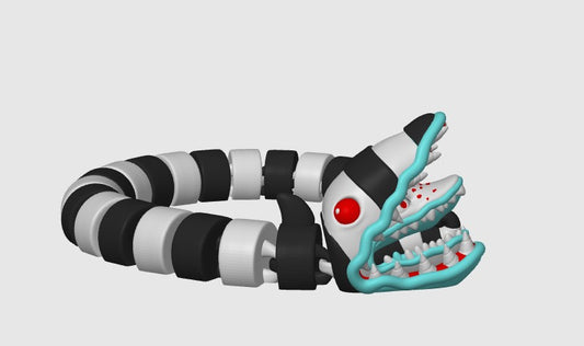 Beetlejuice Sandworm inspired 3d printed Dragon; Vunk Flexi Design