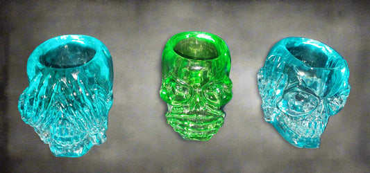 Custom 3 piece Skull candle holder set; Hear no Evil, See no Evil, Speak No Evil