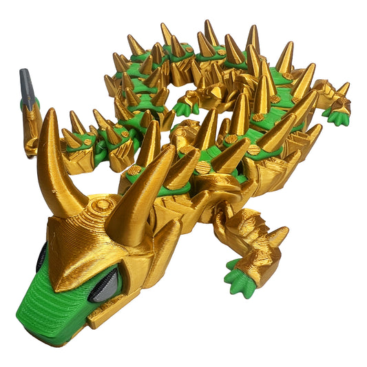 3D Printed Dragons; Green and Gold Trickster God