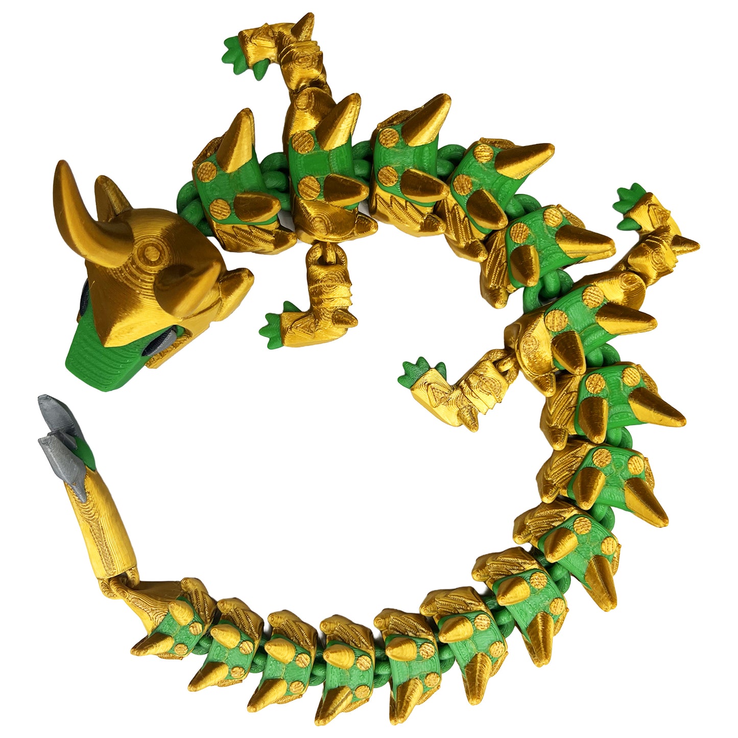 3D Printed Dragons; Green and Gold Trickster God
