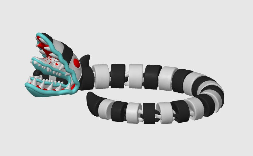 Beetlejuice Sandworm inspired 3d printed Dragon; Vunk Flexi Design