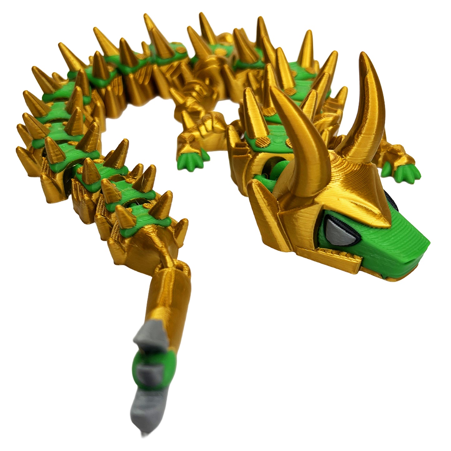 3D Printed Dragons; Green and Gold Trickster God