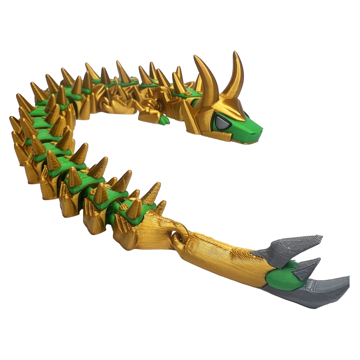 3D Printed Dragons; Green and Gold Trickster God