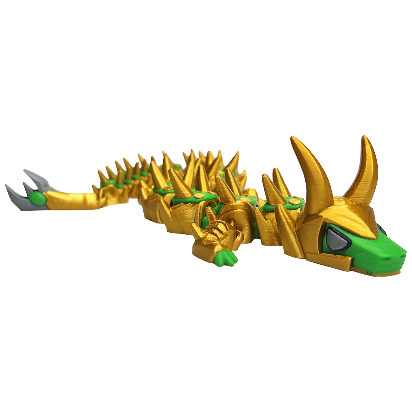 3D Printed Dragons; Green and Gold Trickster God