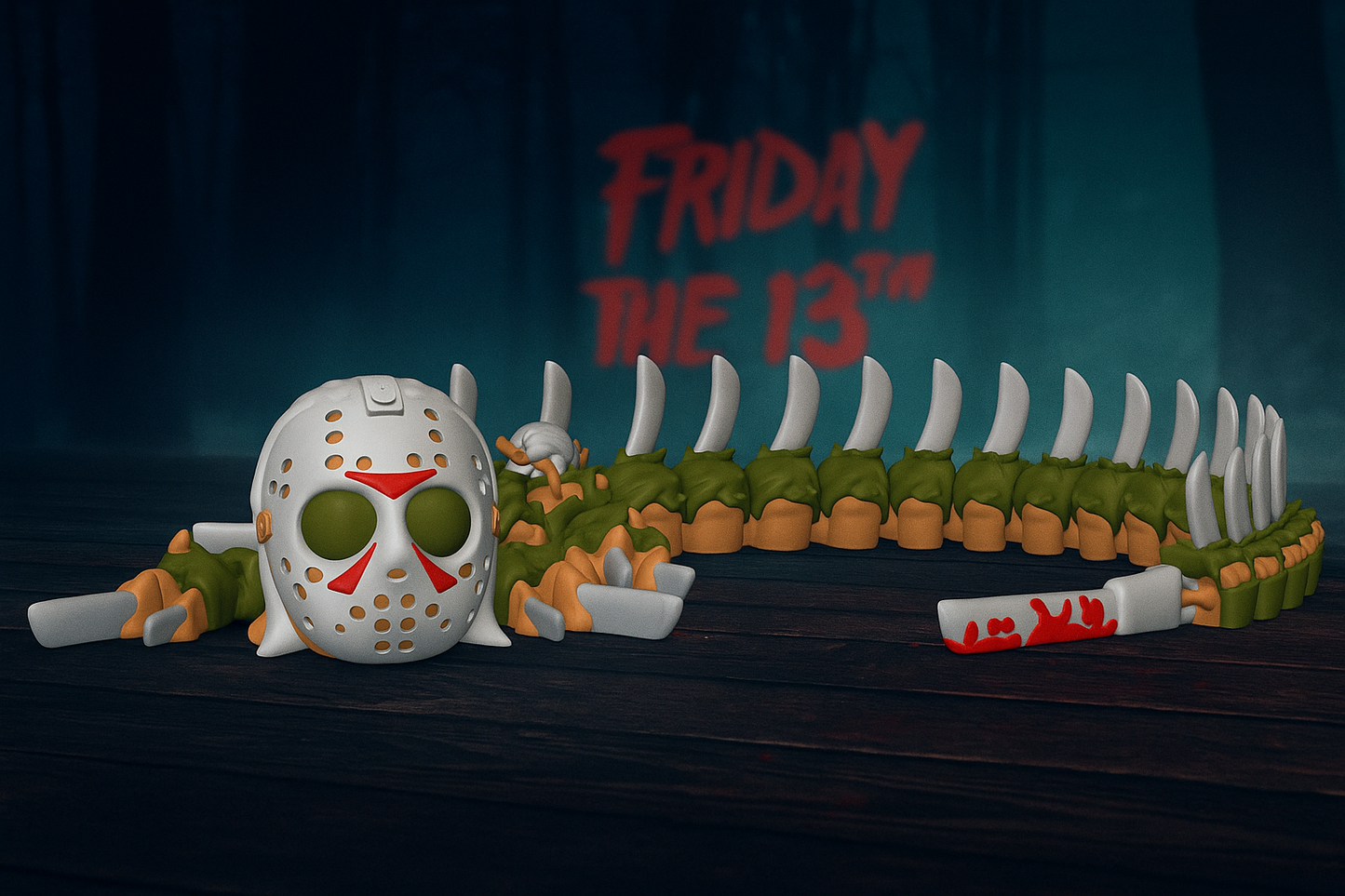 3D Printed Dragons; Jason Voorhees; Friday 13th inspired.