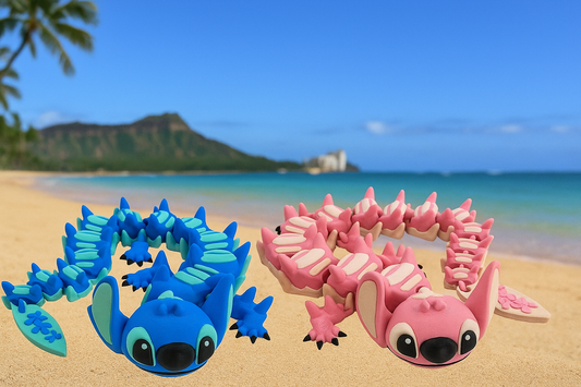 3D Printed Dragons; Pink and Blue Aliens