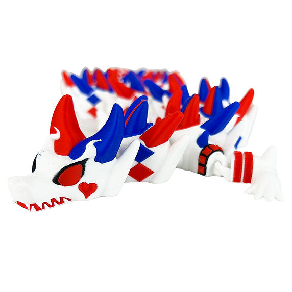 Harley Quinn inspired 3d printed Dragon; Steven Wolf Design; Girl Jester