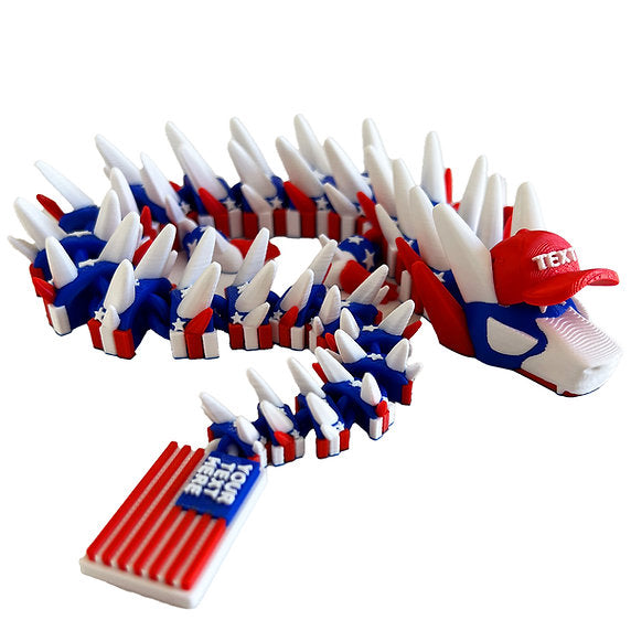 USA Flag 3d printed Dragon; Steven Wolf Design; customizable