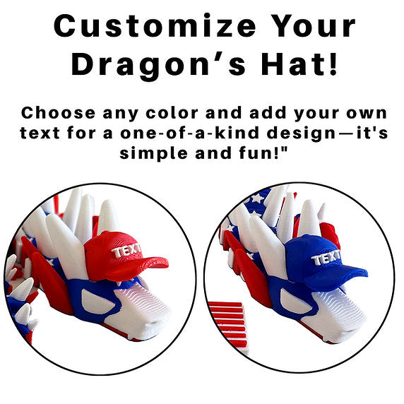 USA Flag 3d printed Dragon; Steven Wolf Design; customizable
