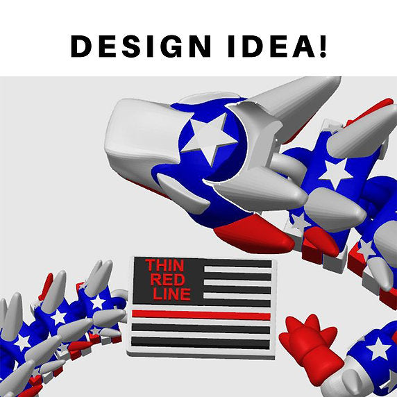USA Flag 3d printed Dragon; Steven Wolf Design; customizable