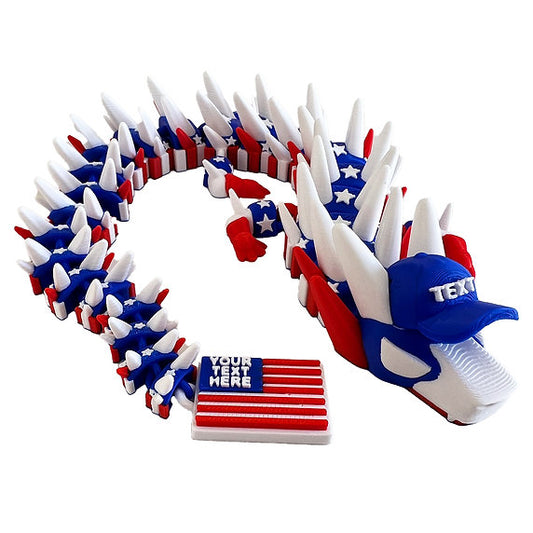 USA Flag 3d printed Dragon; Steven Wolf Design; customizable